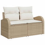 Garden Sofa with Cushion Beige 124 x 62 x 69cm Poly Rattan 42006736