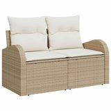 Garden Sofa with Cushion Beige 124 x 62 x 69cm Poly Rattan 42006736