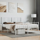 Metal Bed Frame without Mattress with Footboard White 160x200cm 352550