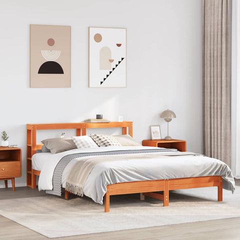 Bed Frame without Mattress Wax Brown 140x200 cm Solid Wood Pine 3306149