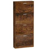 Shoe Cabinet Smoked Oak 59x17x150 cm Engineered Wood 342523
