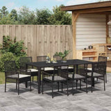 Garden Dining Set 9 pcs Black Poly rattan 3334860