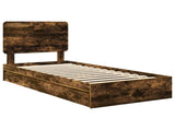 Storage Bed with Drawer Smoked Oak 90 x 200 cm Engineered Wood 3412725