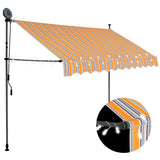 Manual Retractable Awning with LED 250 cm Yellow and Blue 145851