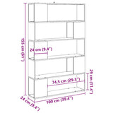 ZNTS Book Cabinet/Room Divider Old Wood 100x24x155 cm 856746