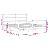 Metal Bed Frame without Mattress with Footboard Black 160x200cm 355386
