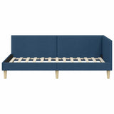 Corner Bed Frame with Headboard Blue 90 cm x 200 cm Velvet 42016196