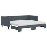 Daybed with Trundle and Mattresses Dark Grey 90x190 cm Velvet 3196784
