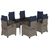 7 Piece Garden Dining Set with Cushions Grey Poly Rattan 3212867
