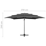 4-Tier Garden Parasol with Aluminium Pole Anthracite 250x250 cm 313822
