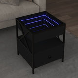 Coffee Table with Infinity LED Black 40x40x51 cm 847717