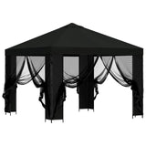 Garden Gazebo with Sidewalls 3 x 3 m Black Polyester and Steel 900370