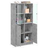 Highboard with Doors Concrete Grey 68x37x142 cm Engineered Wood 3295867
