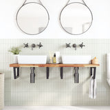 Basin Shelf Wall Mounted Steel and Solid Wood Acacia 3302863