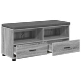 Hall Bench with Cushion with Shelf Grey Sonoma 100 x 38 x 46 cm 891469
