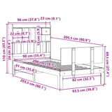 Bookcase Bed without Mattress White 90x200cm Solid Wood Pine 3322687