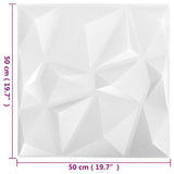 3D Wall Panels 48 pcs 50x50 cm Diamond White 12 m 150912