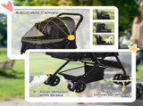 Pet Stroller Pushchair Foldable Travel Dog Cat Carriage w/ Reversible Handle Brake Basket T3398P349570