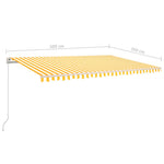 ZNTS Manual Retractable Awning with LED 5x3.5 m Yellow and White 3070063