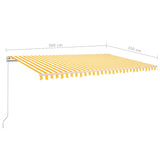 ZNTS Manual Retractable Awning with LED 5x3.5 m Yellow and White 3070063