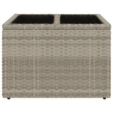 Garden Table with Glass Top Light Grey 55x55x37 cm Poly Rattan 366182
