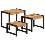 ZNTS Nesting Tables 3 pcs Solid Wood 321552