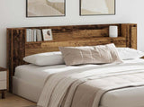 Headboard Cabinet with LED Old Wood 180 x 16.5 x 103.5 cm 8006574