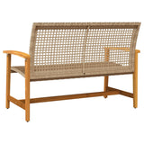 Garden Bench Beige 112 cm Poly Rattan and Acacia Wood 367600