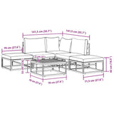 Garden Sofa Set with Cushion 6 pcs Black Aluminium 3378870