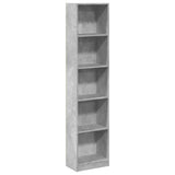 Bookcase Concrete Grey 40x24x176 cm Engineered Wood 857795