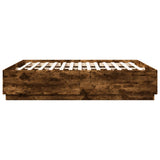 Bed Frame with LED without Mattress Smoked Oak 200x200 cm 3209587