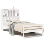 ZNTS Bookcase Bed without Mattress White 100x200cm Solid Wood Pine 3322260
