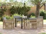 Garden Dining Set 5 pcs Beige Powder-Coated Steel 3380669