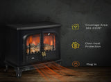Electric Fireplace Stove Heater LED Fire Flame Effect, Double Door, Freestanding & Portable T3398P422903