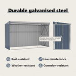 Wall-mounted Garden Shed Grey 118x288x178 cm Galvanised Steel 316226