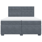 Box Spring Bed with Mattress Dark Grey 200x200 cm Velvet 3291003