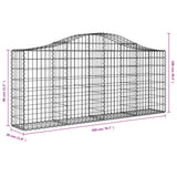 Arched Gabion Baskets 2 pcs 200x30x80/100 cm Galvanised Iron 3145409