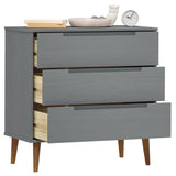 Drawer Cabinet MOLDE Grey 80x40x80 cm Solid Wood Pine 350506