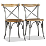Dining Chairs 6 pcs Solid Mango Wood and Steel Cross Back 274909