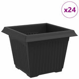 Square Flower Pot 24 pcs Black 23 x 23 x 17.5 cm Plastic 42020350