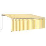 Manual Retractable Awning with Blind&LED 4x3m Yellow&White 3069423