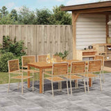 Garden Dining Set 9 pcs Beige Solid Acacia Wood 3365546