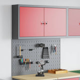 Tool Cabinet Set with Shelf 3 pcs Red Powder-Coated Steel 3321399