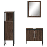 3 Piece Bathroom Cabinet Set Brown Oak Engineered Wood 3214348