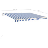 Manual Retractable Awning with Posts 4x3.5 m Blue and White 3070016