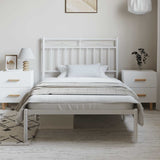 Metal Bed Frame without Mattress with Headboard White 100x200cm 373735