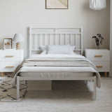 Metal Bed Frame without Mattress with Headboard White 100x200cm 373735