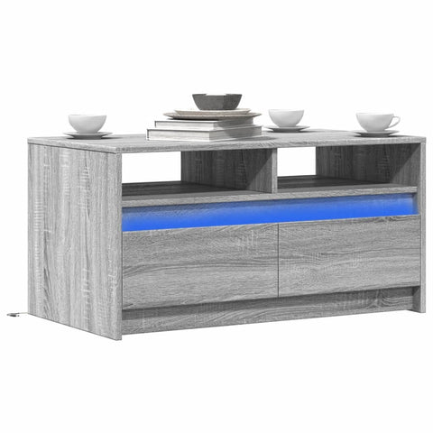 ZNTS Coffee Table with LED Lights Grey Sonoma Engineered Wood 851996