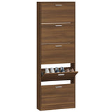 Shoe Cabinet Brown Oak 59x17x169 cm Engineered Wood 342517