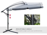 2.7m Garden Banana Parasol Cantilever Umbrella with Crank Handle and Cross Base for Outdoor, Hanging T3398P320143